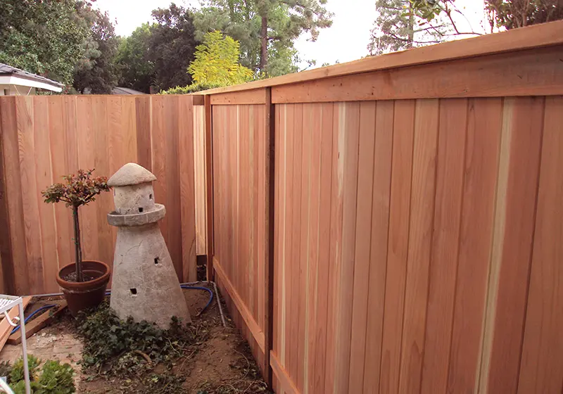 Cap Trimmed Wooden Fence Gate for Outdoor Area