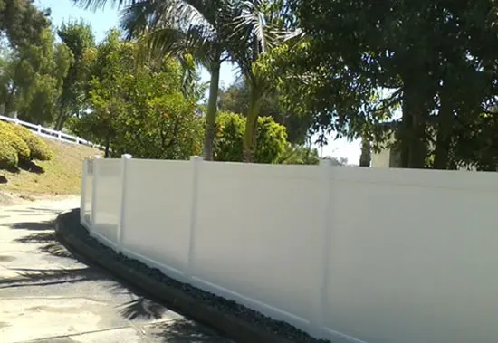 Solid White Vinyl Privacy Fence in Rancho Cucamonga